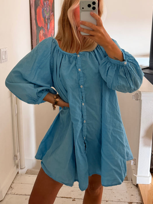 Lightweight Cotton Summer Puff Sleeve Dress