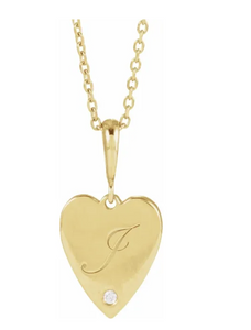 Custom Solid 14 Karat Gold Engraved Heart on Chain