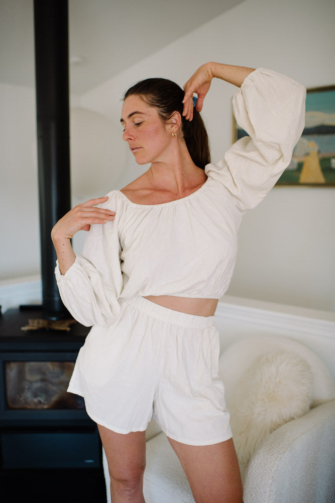 Raw Silk Long Sleeve Puff Top – Honeydove Vintage