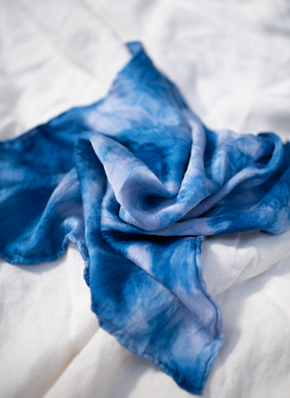 Indigo Cloud Silk Scarf