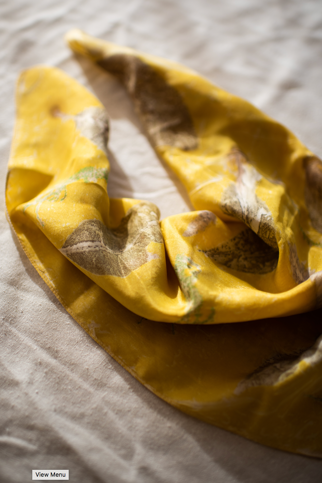 Bright Earthy Yellow Eco-Print Silk Scarf